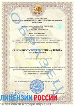 Образец сертификата соответствия аудитора №ST.RU.EXP.00006191-3 Трудовое Сертификат ISO 50001